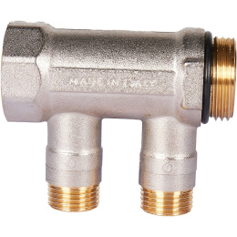 Коллектор Stout с шаровыми кранами 1x1/2 с 2 отводами, синий, SMB 6211 011202