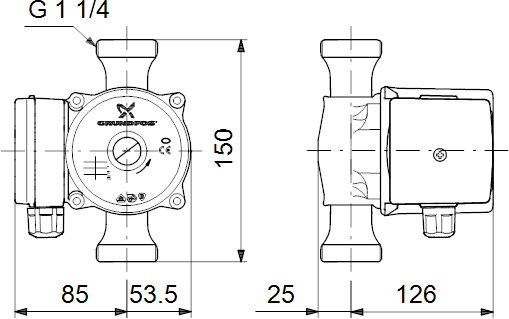 Циркуляционный насос Grundfos UP 20-45 N 150