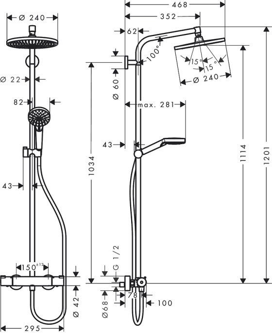 Душевая колонна Hansgrohe Crometta S 240 1jet Showerpipe 27267000