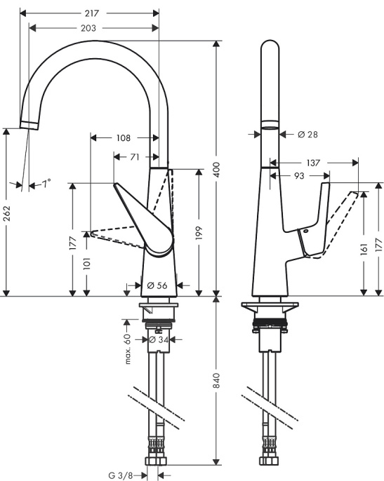 Смеситель для кухни Hansgrohe Talis S 260 72810000