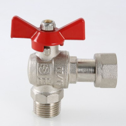 Кран шаровой VALTEC угловой с накидной гайкой и наружной резьбой 1/2 х 1/2