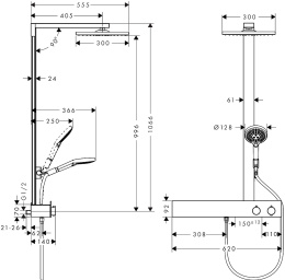 Душевая колонна Hansgrohe Raindance Showerpipe E 300 1jet 600 ST 27363000