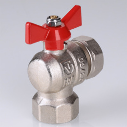 Кран шаровой VALTEC угловой с накидной гайкой 3/4 ВР-ВР (короткий)