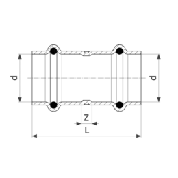 Муфта медная Viega Profipress с SC-Contur d=54 (арт. 292 720)