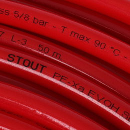 Труба (PE-XA) из сшитого полиэтилена с кислородным слоем Stout красная 16x2,0, SPX-0002-001620