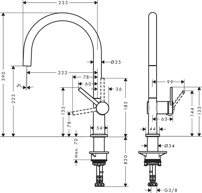 Смеситель для кухни Hansgrohe M54 Talis 220, сталь