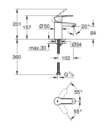 Смеситель для раковины Grohe Eurostyle 3246820E