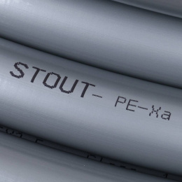 Труба (PE-XA) из сшитого полиэтилена с кислородным слоем Stout серая 25x3,5, бухта 116 м
