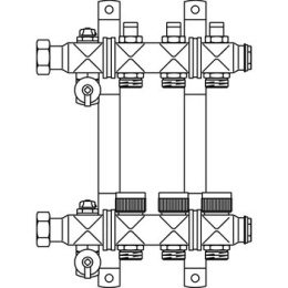Коллектор Oventrop Multidis SF 8, нержавеющая сталь, 1 x 3/4 дюйма, с регулирующими вставками на подаче