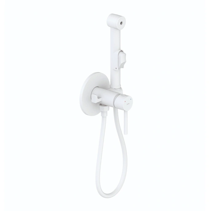 Встроенный смеситель IDDIS с гигиеническим душем, Axes, белый матовый, 003WTR0i08