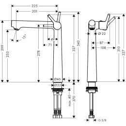 Смеситель для раковины Hansgrohe Talis S 250, без донного клапана, хром