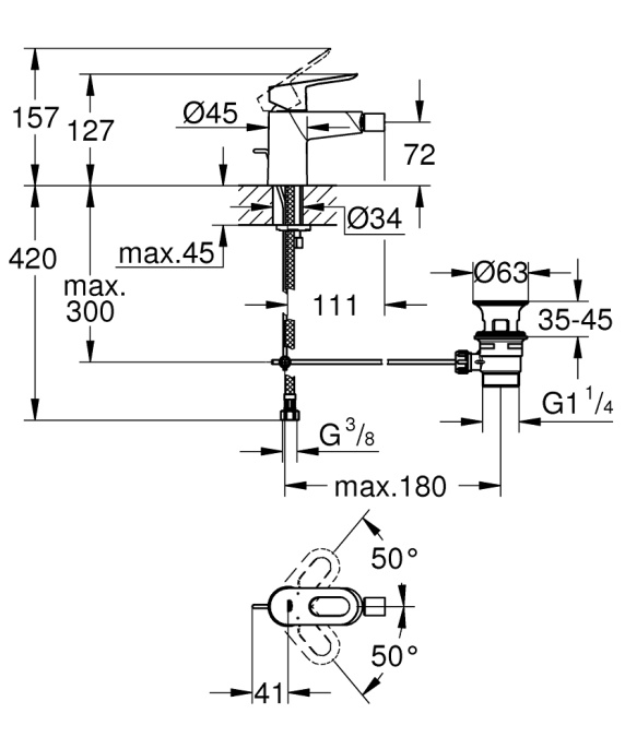 Смеситель для биде Grohe BauLoop 23338000