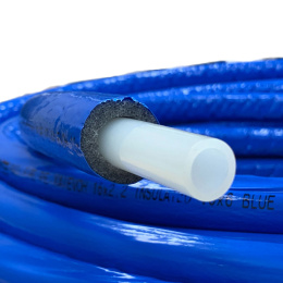 Труба из сшитого полиэтилена (PE-Xa) Usystems Radi Pipe PN10 25x3,5 в теплоизоляции 6 мм синей