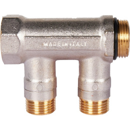 Коллектор Stout с шаровыми кранами 3/4x1/2 с 2 отводами, красный, SMB 6210 341202