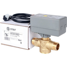 Зональный клапан Stout 2-ходовой, сервопривод 230V, с 3-х жильным кабелем 1м., НР 3/4, Kv 12