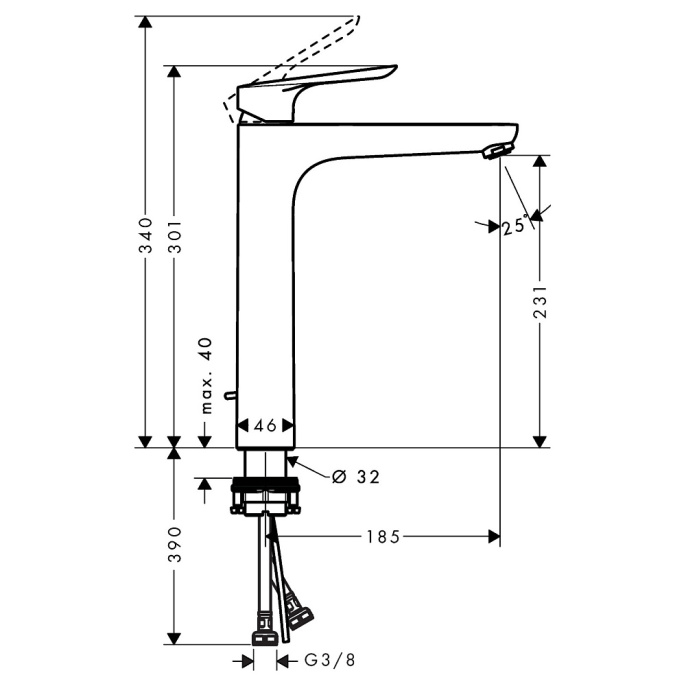 Смеситель для раковины чаши Hansgrohe Logis E 230, хром