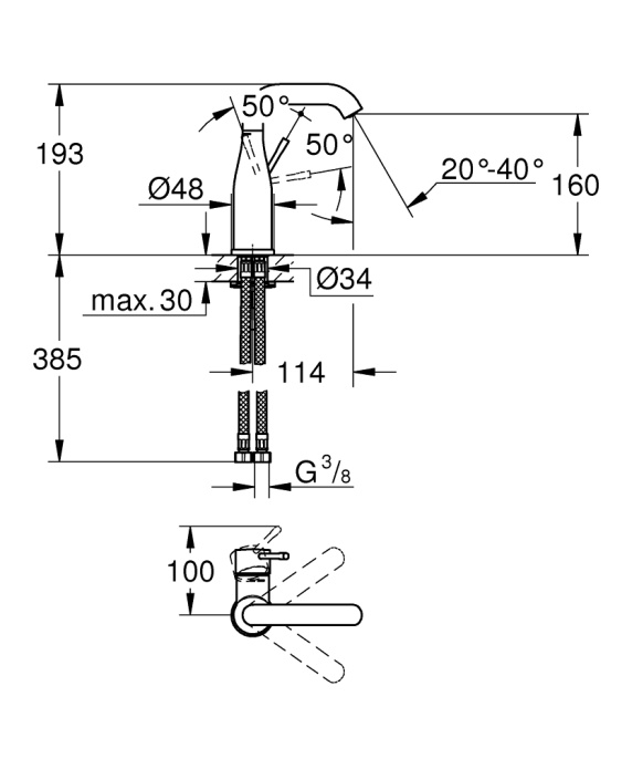Смеситель для раковины Grohe Essence New 23463001