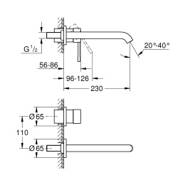 Встраиваемый смеситель Grohe Essence New для раковины, L-Size, холодный рассвет глянец