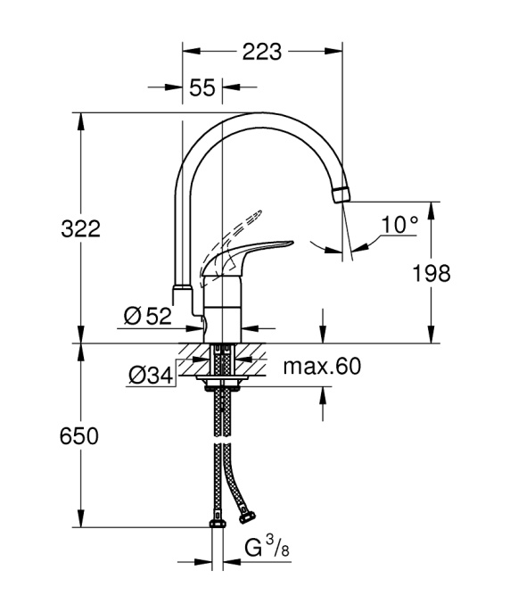 Смеситель для кухни Grohe Euroeco 32752000