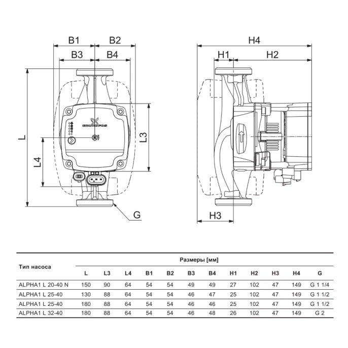 Циркуляционный насос Grundfos ALPHA1 L 32-40