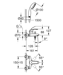 Смеситель для ванны Grohe Eurosmart New 3330220A