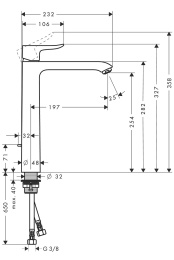Высокий смеситель для раковины Hansgrohe Metris 31082000