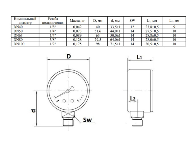 Манометр Watts F+R200 50/16, радиальный