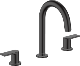 Смеситель для раковины Hansgrohe Vernis Shape на 3 отверстия, со сливным гарнитуром, матовый черный 71563670
