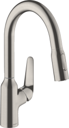 Смеситель для кухни Hansgrohe однорычажный, 180, с вытяжным душем, 2jet, под сталь 71801800