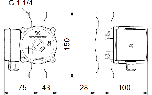 Циркуляционный насос Grundfos UP 20-15 N 150