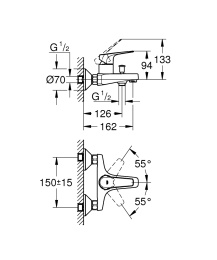 Смеситель для ванны Grohe BauFlow 23601000