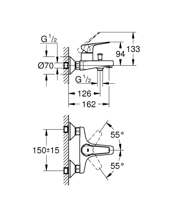 Смеситель для ванны Grohe BauFlow 23601000