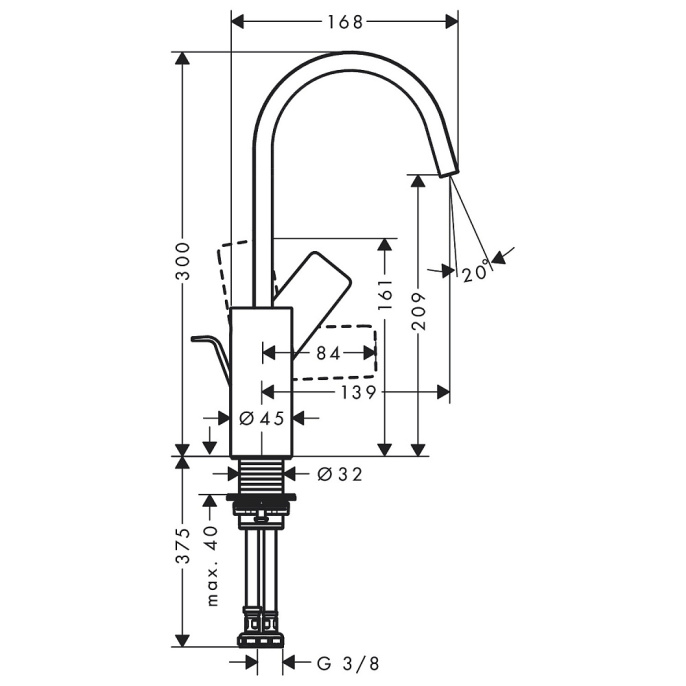 Смеситель для раковины Hansgrohe Vivenis 210, push-open, матовый белый