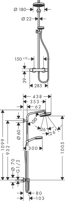 Душевая колонна Hansgrohe Crometta 160 1jet 27264400