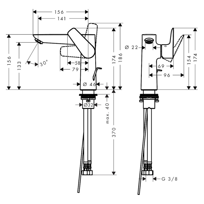Смеситель для раковины Hansgrohe Talis E 150, матовый белый