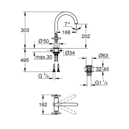 Смеситель для раковины Grohe Atrio, на 1 отверстие, хром