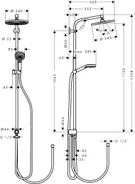Душевая колонна без смесителя Hansgrohe Crometta S 240 1jet Showerpipe Reno EcoSmart 27270000