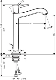 Высокий смеситель для раковины Hansgrohe Metropol Classic 31303000