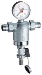 Фильтр для воды FAR 100мкм, с магнитом, с манометром, Max: 95 C, 25 бар, 1 НР