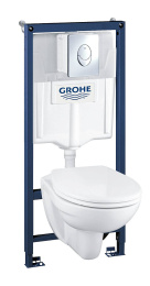 Система инсталляции Grohe Solido с подвесным унитазом Lecico Perth, 4 в 1, микролифт, панель Skate Air
