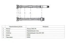 Гибкая подводка UNI-FITT для смесителя М10х1 - 1/2, 40 см, DN 8, оплётка из нержавеющей стали