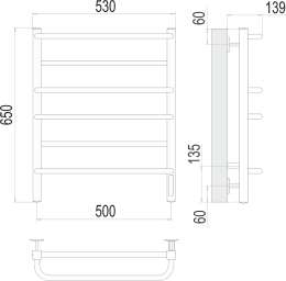Электрический полотенцесушитель Terminus Евромикс квадро П6 500х650 Электро (quick touch)