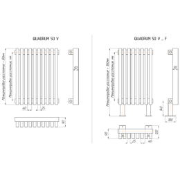 Стальной трубчатый радиатор отопления КЗТО QUADRUM 50 V 750-3