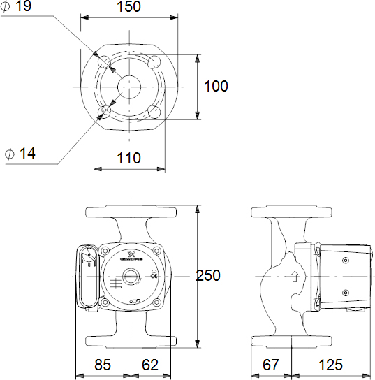 Циркуляционный насос Grundfos UPS 40-80 F 250