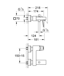 Смеситель для ванны Grohe Eurocube 23140000