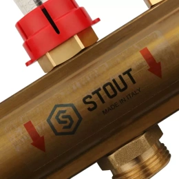 Коллектор Stout распределительный из латуни с расходомерами 1/3/4x10, SMB 0473 000010