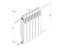 Биметаллический секционный радиатор отопления Royal Thermo Vittoria Super 2.0 500 / 8 секций