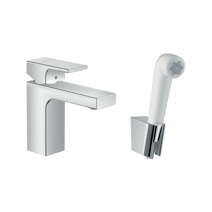 Смеситель для раковины Hansgrohe Vernis Shape, с гигиеническим душем, хром