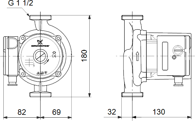 Циркуляционный насос Grundfos UPS 25-120 180