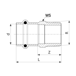 Соединительный элемент медный Viega Sanpress с SC-Contur d=35 (арт. 297 947)